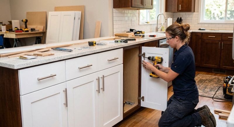 Cherry Cabinet Refacing in Carmel, IN